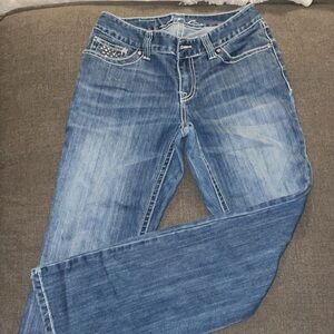 Vintage Curvy Fit Bootleg Rhinestone Denim Jeans
